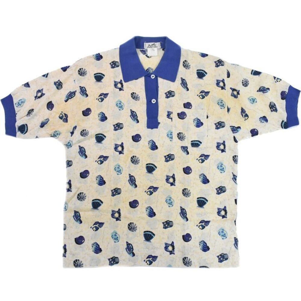 Authentic Hermes Shell Pattern Polo Shirt Short S… - image 1